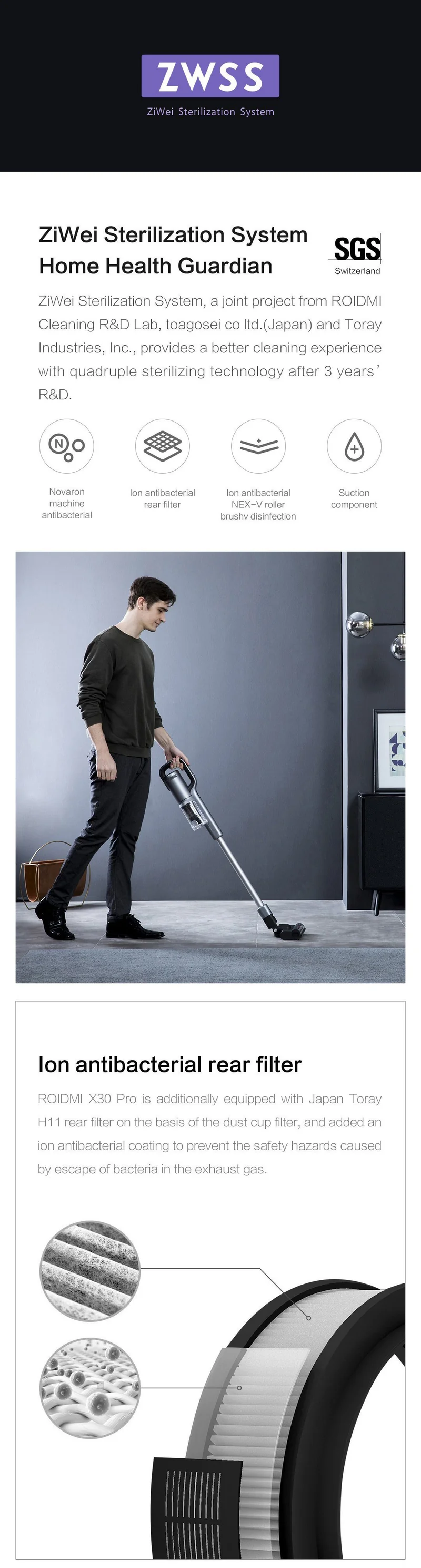 Roidmi NEX X-30 PRO Cordless Vacuum Cleaner with OLED DIsplay