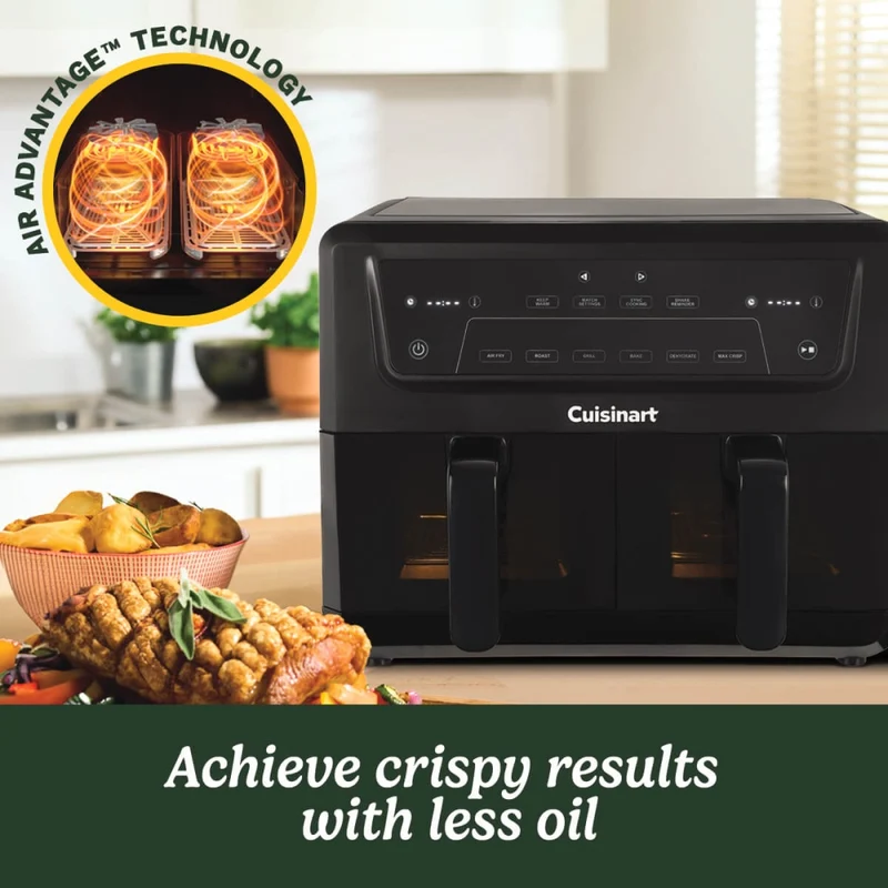 Cuisinart AirView 10.4L Dual Basket Electric Air Fryer - Black