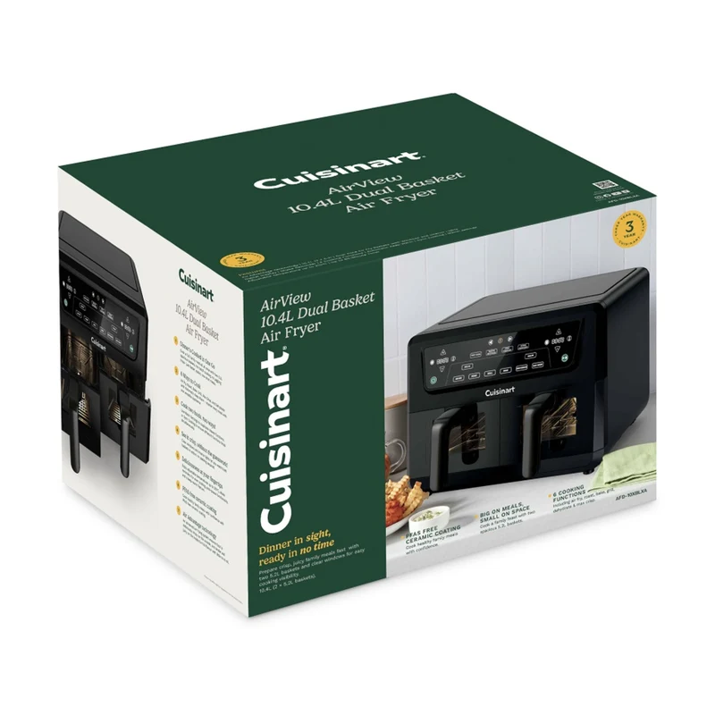 Cuisinart AirView 10.4L Dual Basket Electric Air Fryer - Black