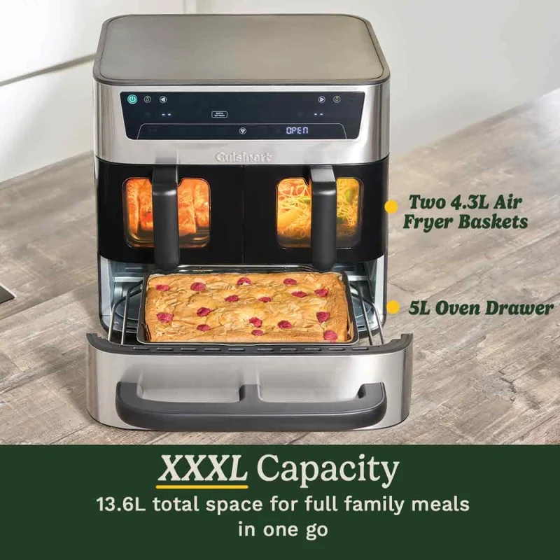 Cuisinart Tri Zone Air Fryer Oven Stainless Steel 136L Black/Silver