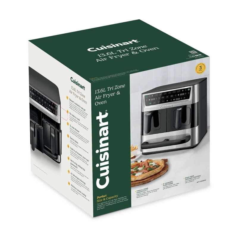 Cuisinart Tri Zone Air Fryer Oven Stainless Steel 136L Black/Silver