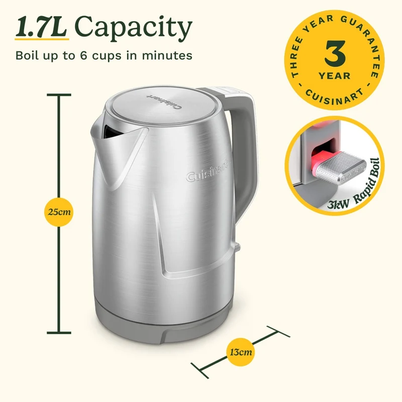 Cuisinart Core Collection 1.7L Brushed Stainless Steel Kettle 2400W Appliance