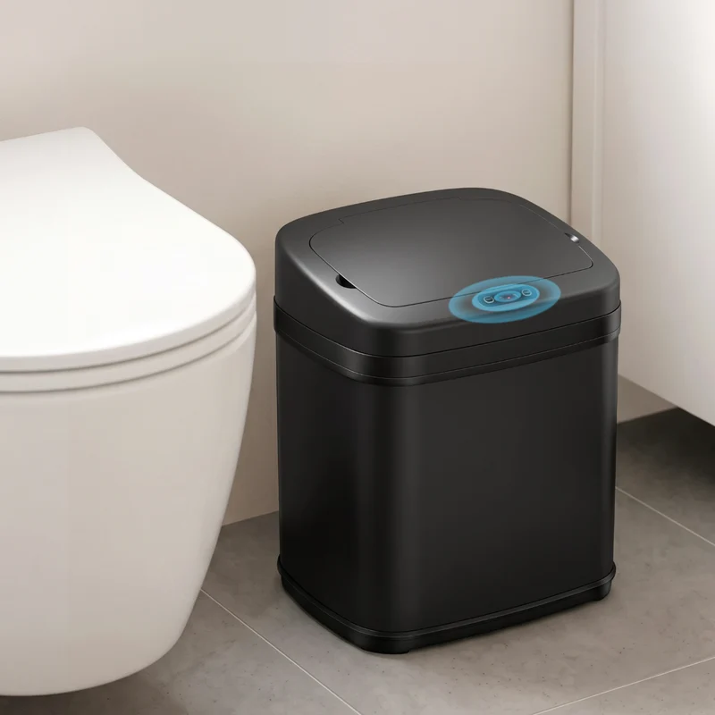 Devanti 15L Motion Sensor Bin Touchless Bins Soft-Close Rubbish Trash Can Black