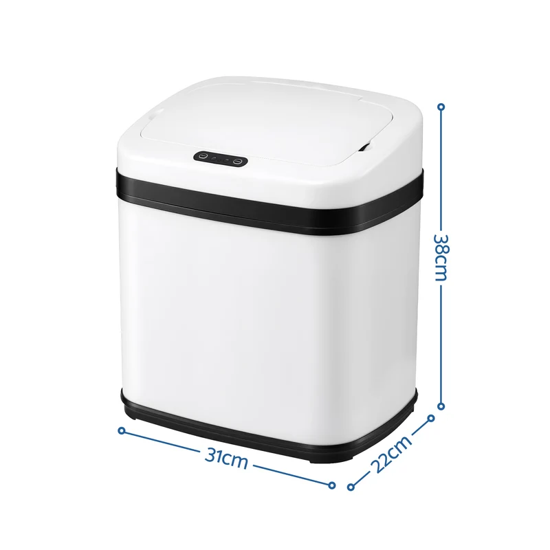 Devanti 15L Motion Sensor Bin Touchless Bins Soft-Close Rubbish Trash Can White