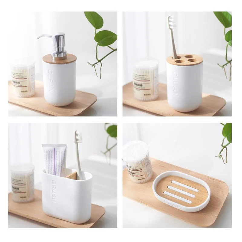 Furper Bamboo Bathroom Accessories Toothbrush Holder Soap Dispenser Toilet Brush Bathroom Set