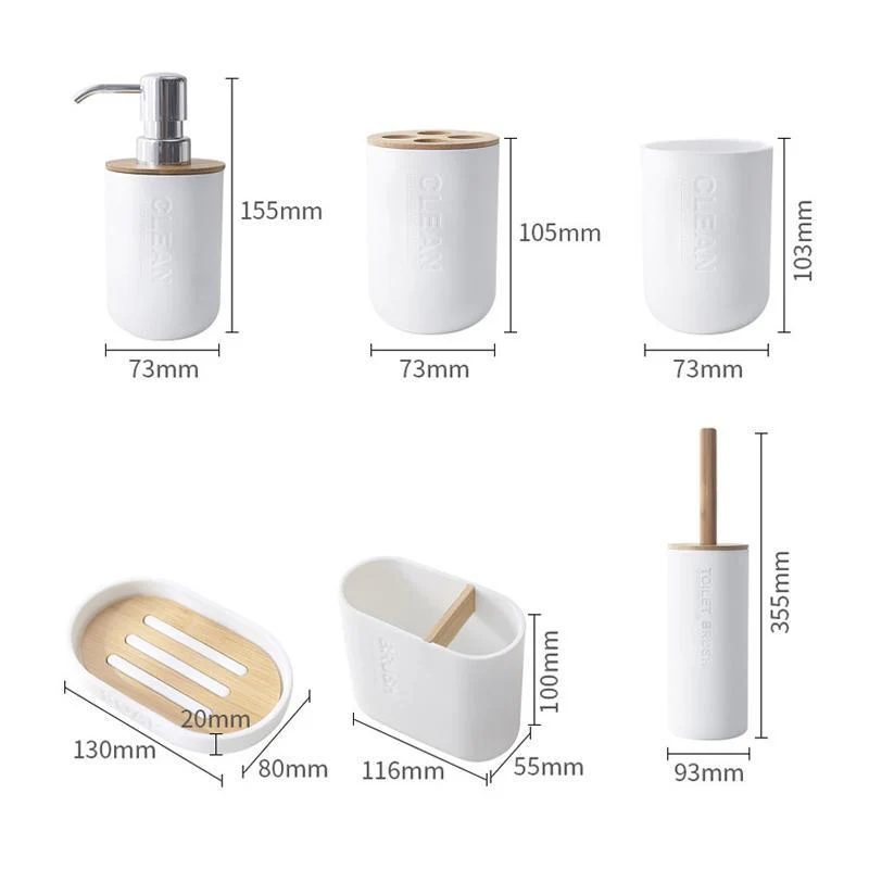 Furper Bamboo Bathroom Accessories Toothbrush Holder Soap Dispenser Toilet Brush Bathroom Set