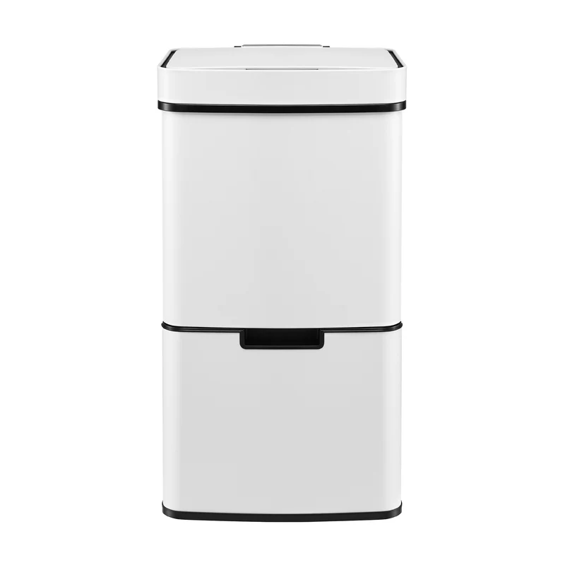 Devanti 72L Sensor Bin Rubbish Bins 4-in-1 Compartment Stainless Steel Trash Can White