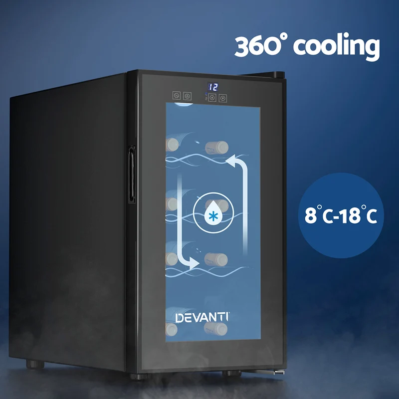 Devanti Wine Fridge Cooler 8 Bottles