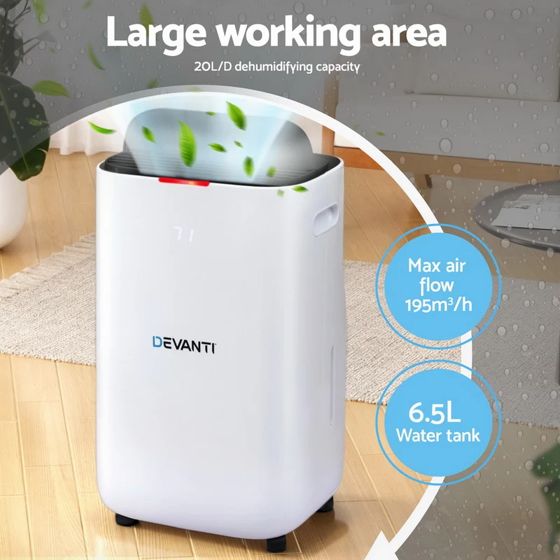 Devanti Dehumidifier 20L Air Purifier (White)