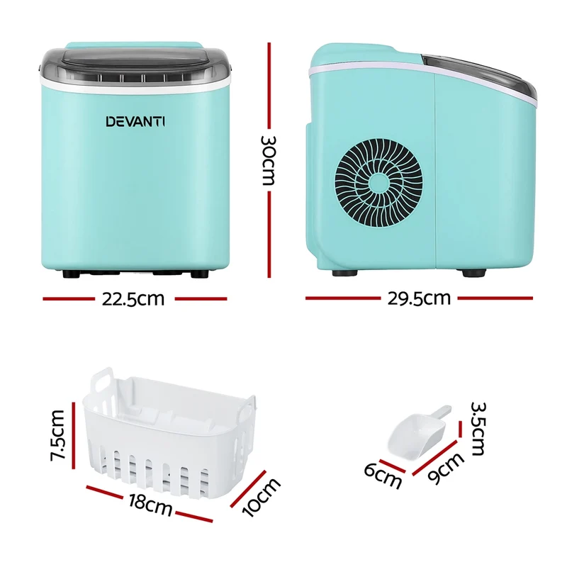 Devanti 12kg Ice Maker Machine with Self-cleaning (Green)