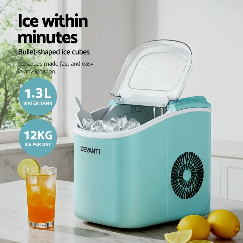 Devanti 12kg Ice Maker Machine with Self-cleaning (Green)