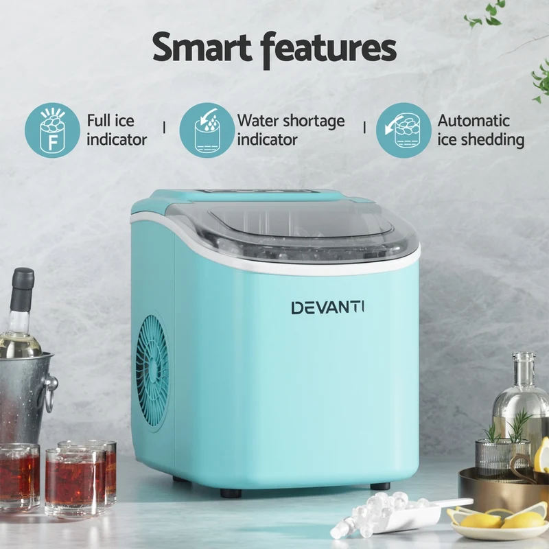 Devanti 12kg Ice Maker Machine with Self-cleaning (Green)