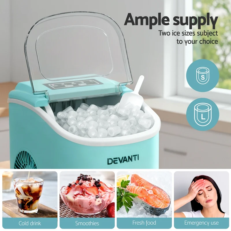 Devanti 12kg Ice Maker Machine with Self-cleaning (Green)