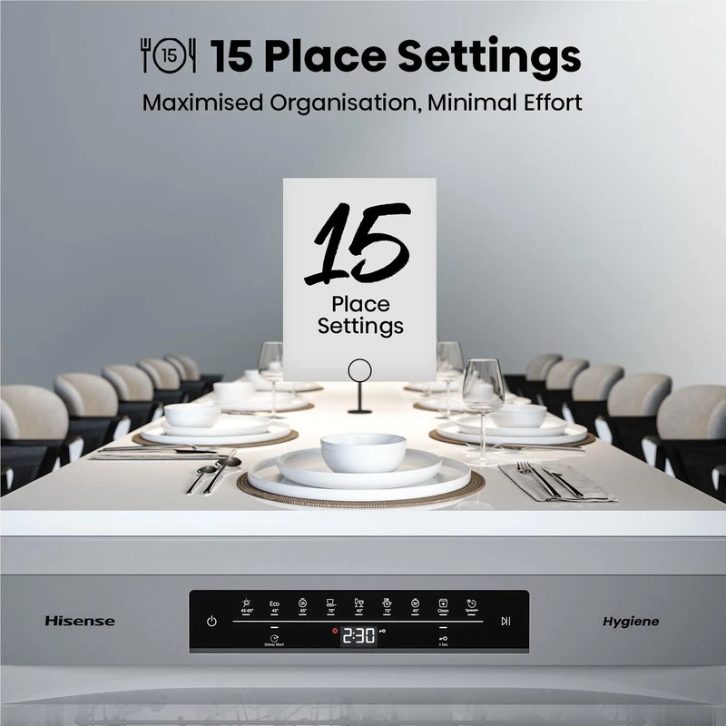 Hisense HSBE15FS 15 Place Setting Freestanding Dishwasher (Silver)
