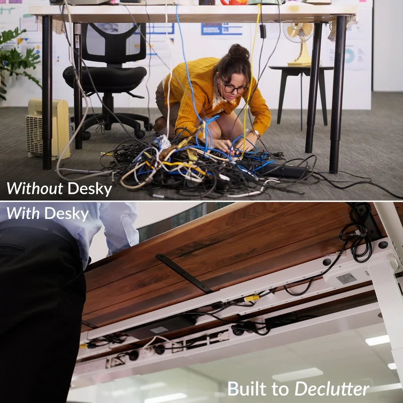 Desky Integrated Cable & Data Channel 12-Plug Wheat