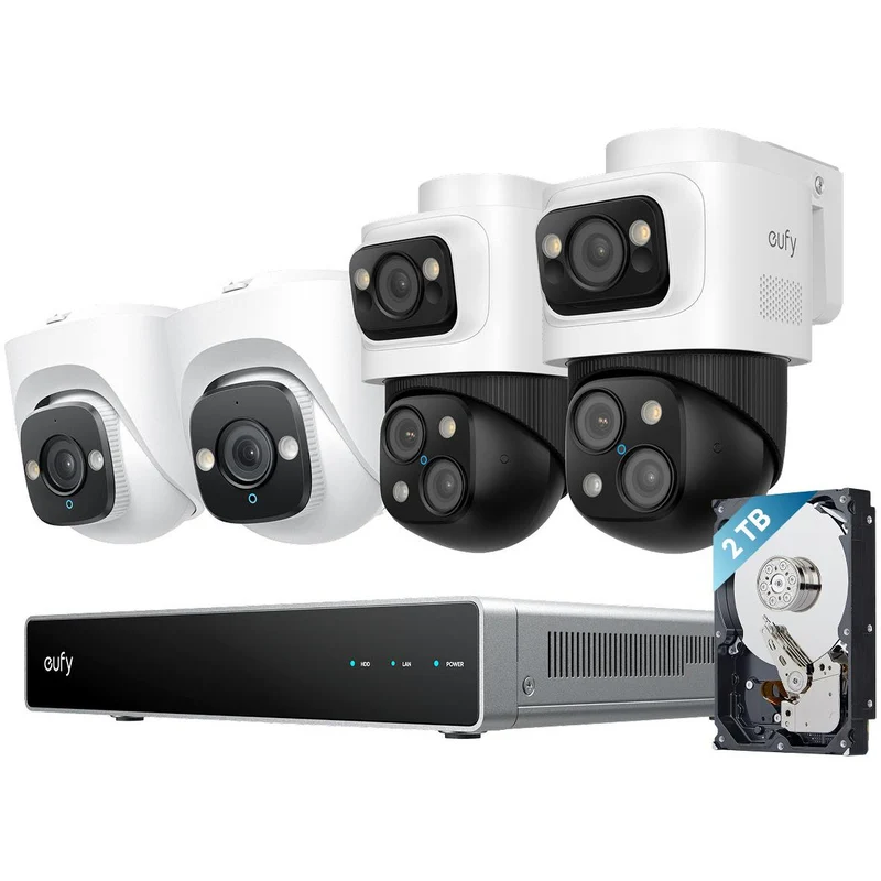 eufy S4 NVR POE 24/7 Security System [2 x PTZ + 2 x Turret Cameras]