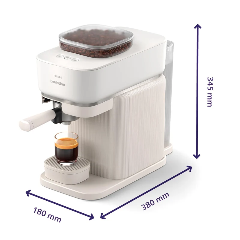 Philips Baristina Compact Bean-to-Cup Espresso Coffee Machine (Cloud White)