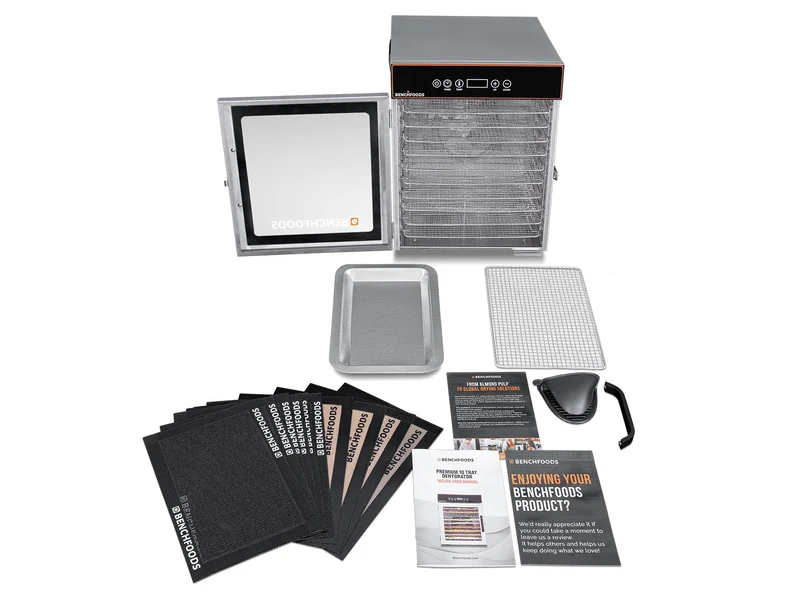 Benchfoods Food-Grade Stainless Steel Dehydrator 10 Tray Biltong Bundle (0-199 hrs)