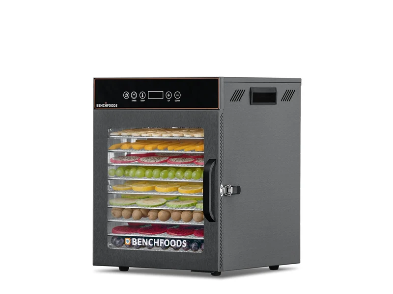 Benchfoods Food-Grade Stainless Steel Dehydrator 10 Tray Biltong Bundle 0-199hrs (Black)
