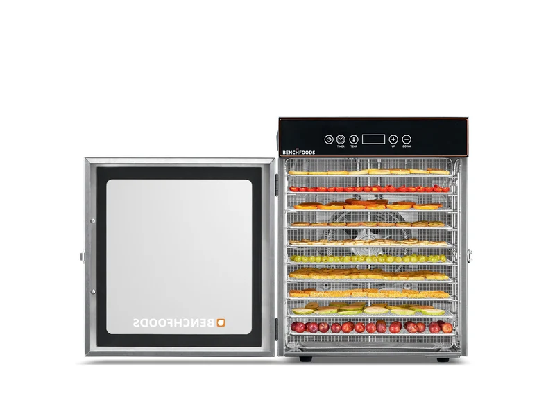 Benchfoods Food-Grade Stainless Steel Dehydrator 10 Tray Biltong Bundle 0-199hrs (Black)