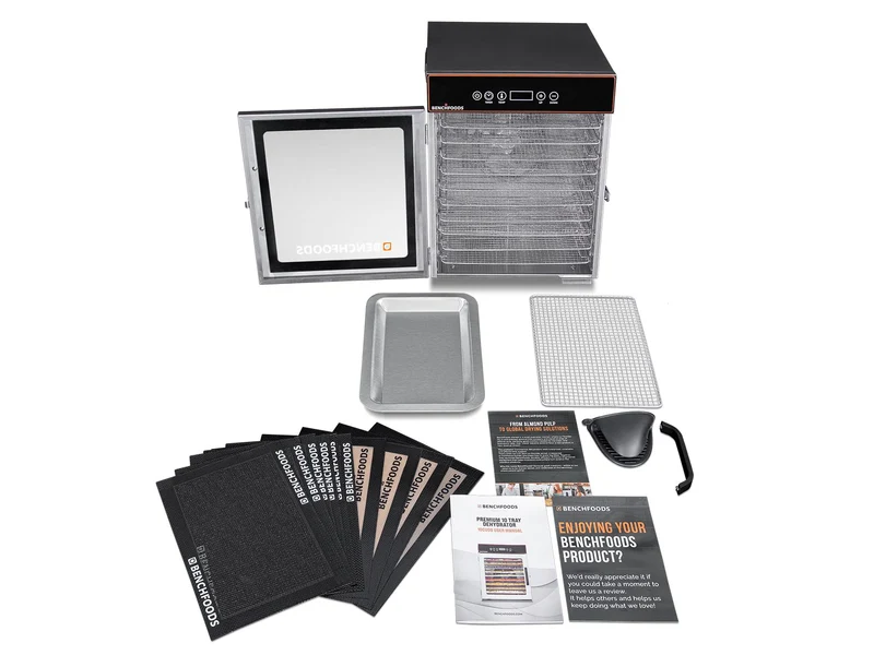Benchfoods Electric Food Dehydrator Stainless Steel 10 Tray 199hrs (Black)