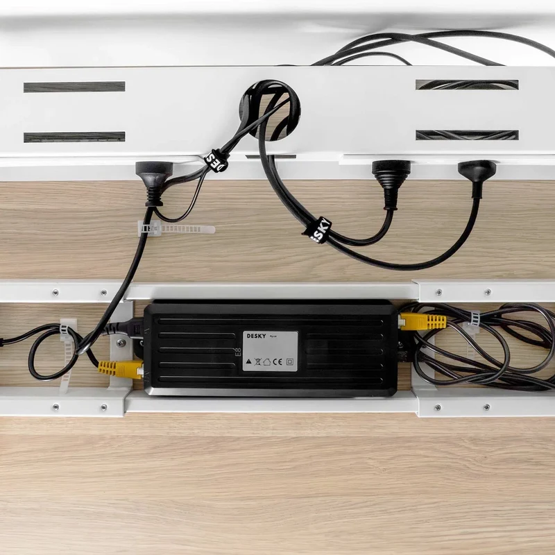 Desky Mini Cable & Power Tray 4-Plug Wheat