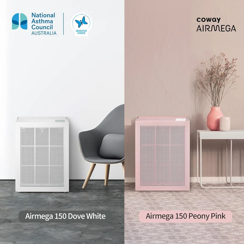 COWAY AIRMEGA 150 HEPA Air Purifier (Dove White) – Sensitive Choice Certified for Allergy & Asthma Relief, Covers Up to 73 m², Allergy-Friendly Home Air Cleaner Australia