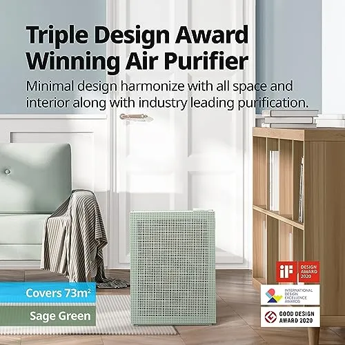 COWAY AIRMEGA 150 HEPA Air Purifier (Sage Green) – Sensitive Choice Certified for Allergy & Asthma Relief, Covers Up to 73 m², Allergy-Friendly Home Air Cleaner Australia