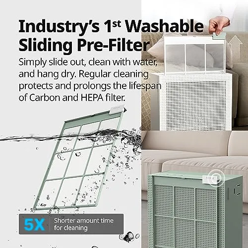 COWAY AIRMEGA 150 HEPA Air Purifier (Sage Green) – Sensitive Choice Certified for Allergy & Asthma Relief, Covers Up to 73 m², Allergy-Friendly Home Air Cleaner Australia
