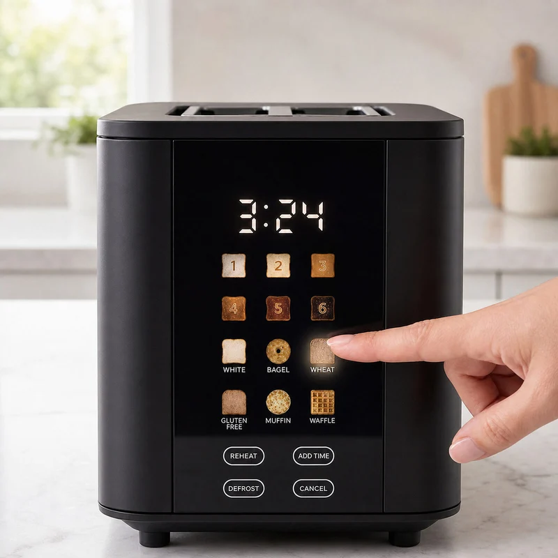 Healthy Choice 4-Slice Digital Toaster 800-950W Smart Touch Screen 6 Browning Levels – Black
