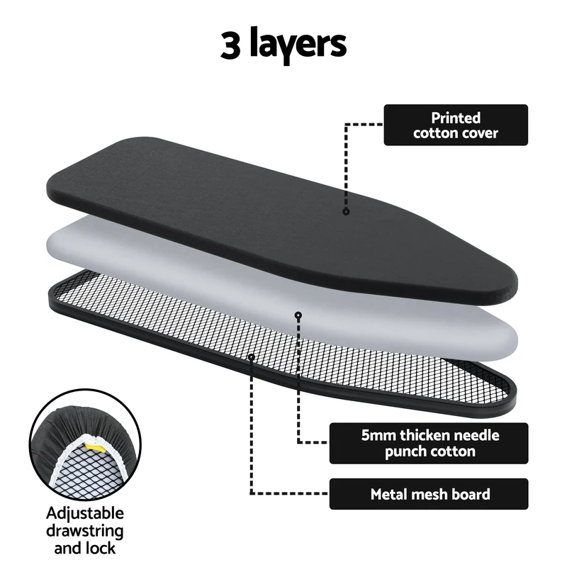 Artiss Ironing Board with Iron Rest with 3 Layers Extra Thick Cover Easy Storage