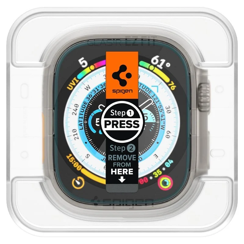 Spigen Apple Watch Ultra 4/3/2/1 49mm EZ Fit GLAS.tR Slim Glass Screen Protector 2PCS (Clear)