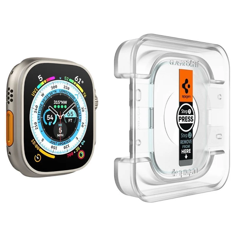 Spigen Apple Watch Ultra 4/3/2/1 49mm EZ Fit GLAS.tR Slim Glass Screen Protector 2PCS (Clear)