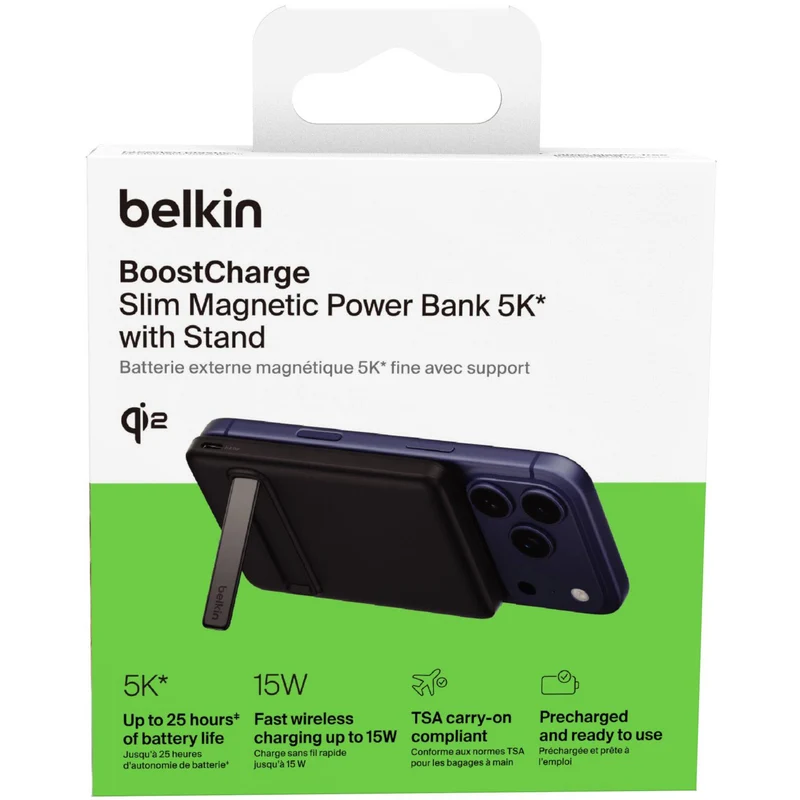 Belkin BoostCharge Slim Magnetic Power Bank 5K with Stand (Black)