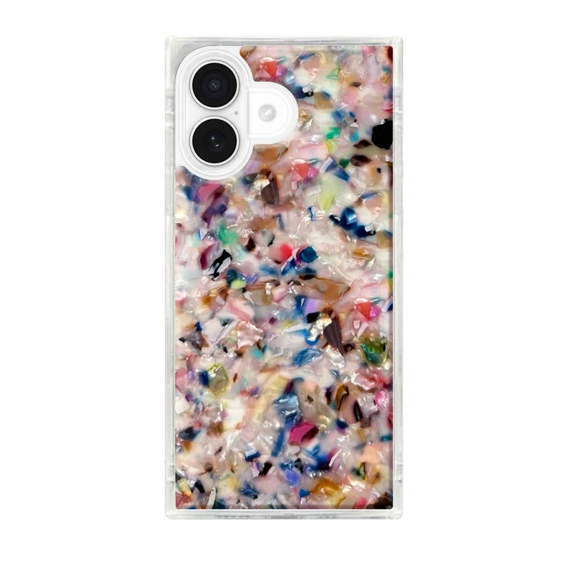 Flaunt Square Rainbow Confetti Tortoise Shell for iPhone 17