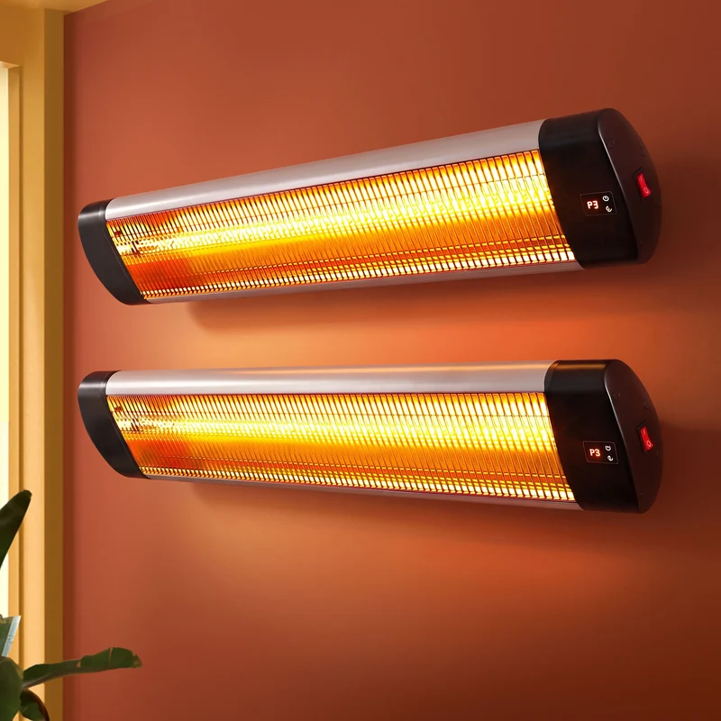 Devanti 2-Pieces Electric Radiant Strip Heater Outdoor Indoor Patio Infrared Heaters 3000W