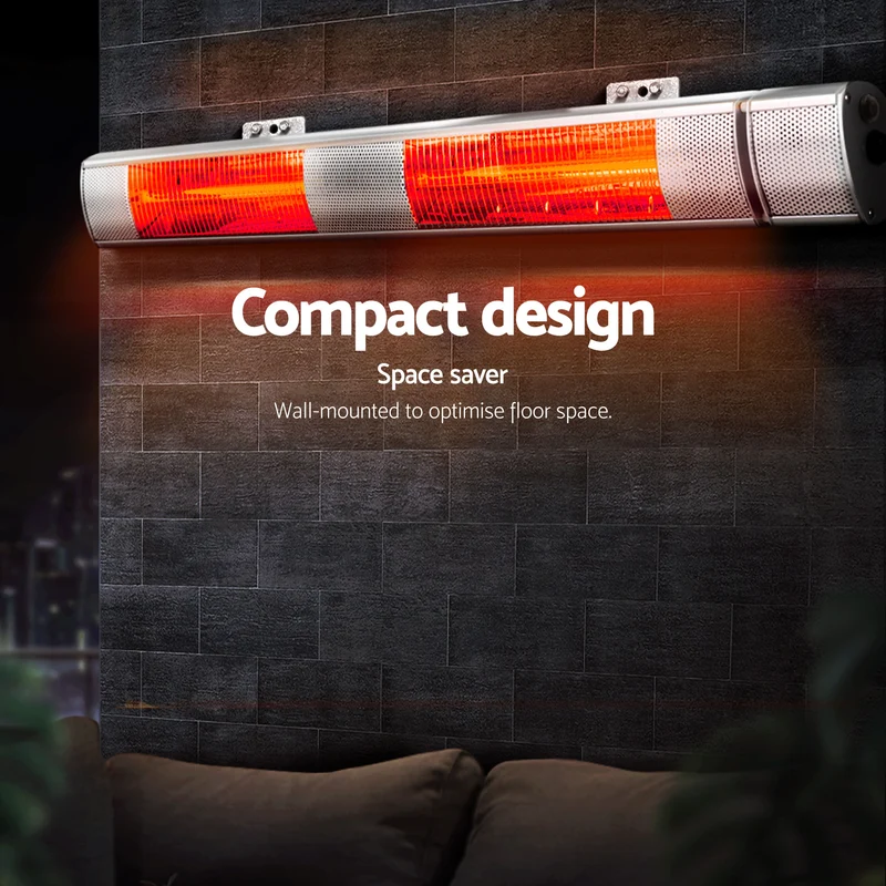 Devanti 2-Pieces Electric Strip Heater Radiant Infrared Heaters Remote Control 3000W