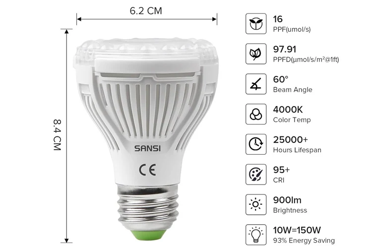 Sansi E27 PAR20 10W LED Grow Light Bulb