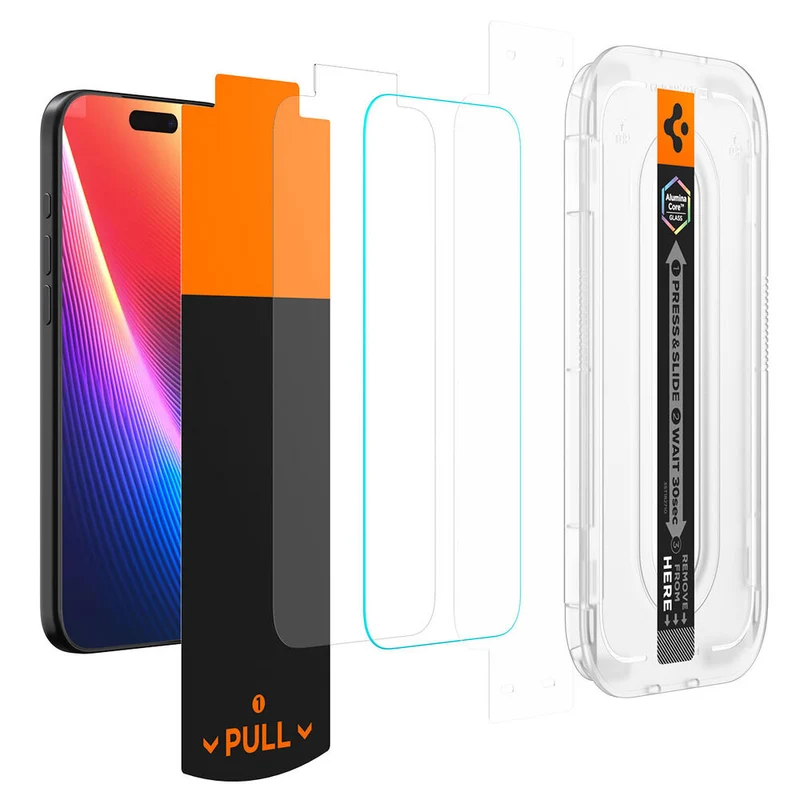 SPIGEN EZ Fit Pro 2PCS Glass Screen Protector for iPhone 18 Pro/17/17 Pro/16 Pro (Clear)