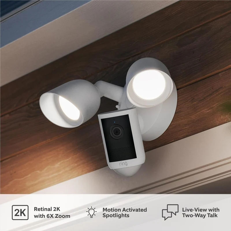 Ring Gen2 2K Security Camera with Floodlight (White)