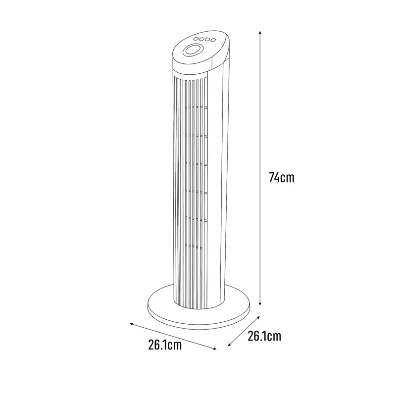 Sheffield 74cm Tower Oscillating Fan w/ 3-Speeds & Timer in White