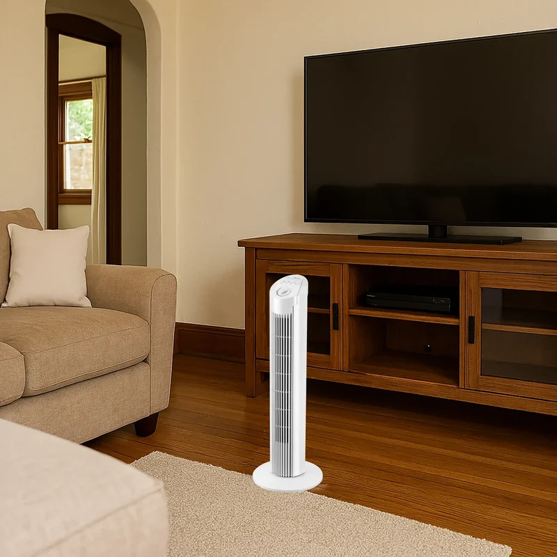 Sheffield 74cm Tower Oscillating Fan w/ 3-Speeds & Timer in White