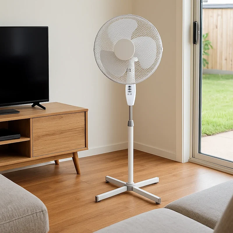 Sheffield 1.25m Tall Pedestal Oscillating Fan Self Standing with 40cm Head in White