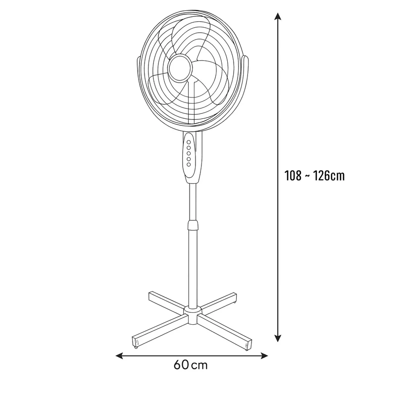 Sheffield 1.25m Tall Pedestal Oscillating Fan Self Standing with 40cm Head in White