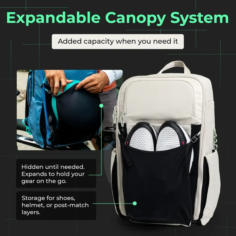 ADV 32L Flex Backpack Bag for Tennis and Pickleball with 16" Laptop Sleeve in Dune (Beige/Tan)