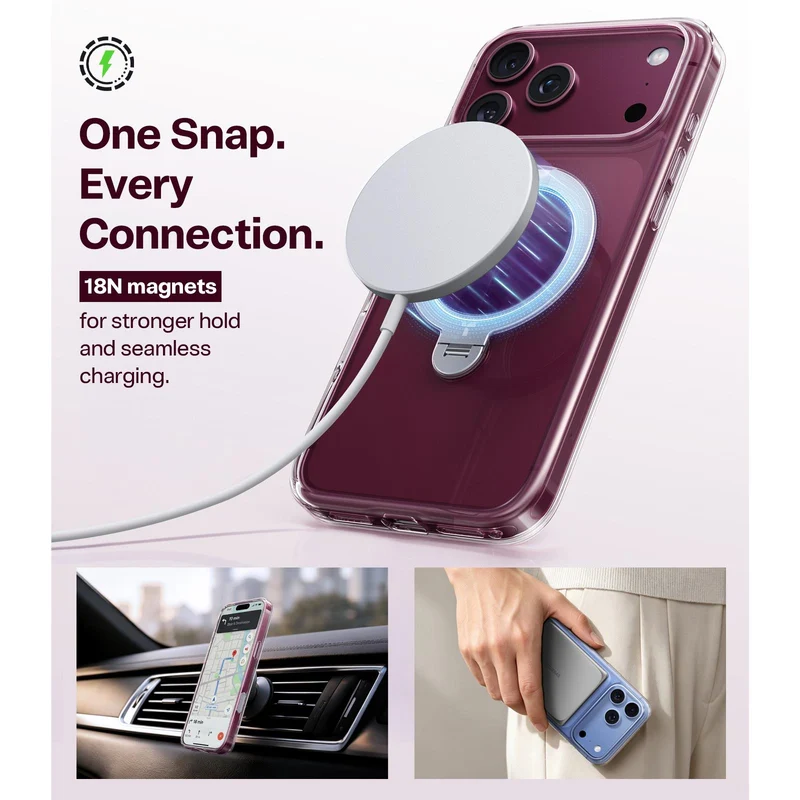 Torras Ostand Q3 Spin Case for iPhone 18 Pro Max (Clear)