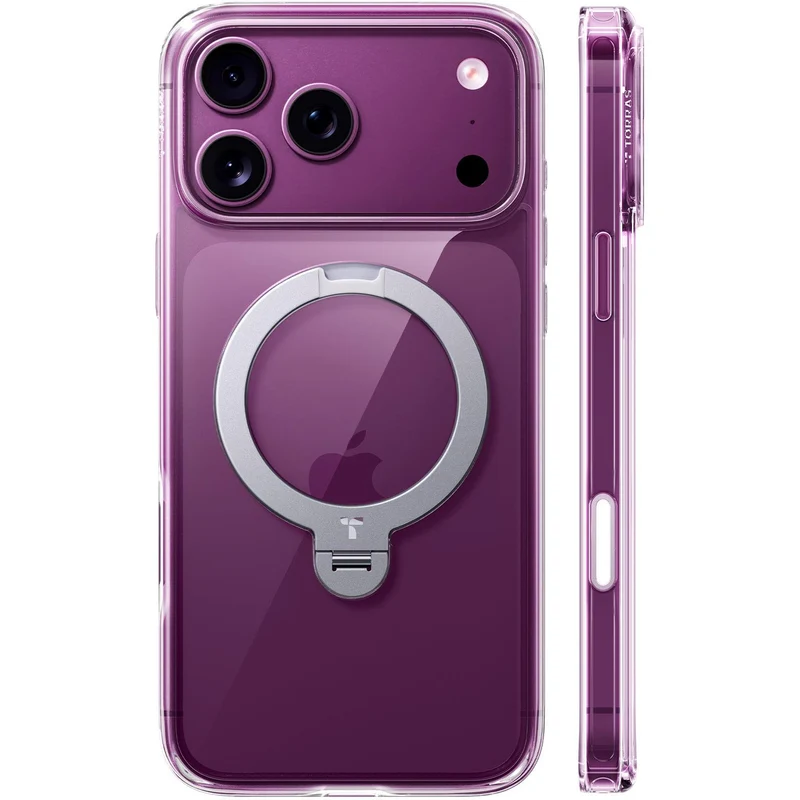 Torras Ostand Q3 Spin Case for iPhone 18 Pro (Clear)