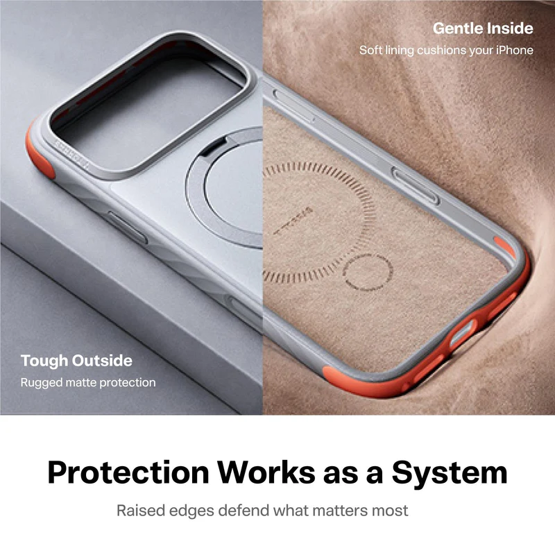 Torras Ostand Q3 Rugged Case for iPhone 18 Pro (Sunrise White)