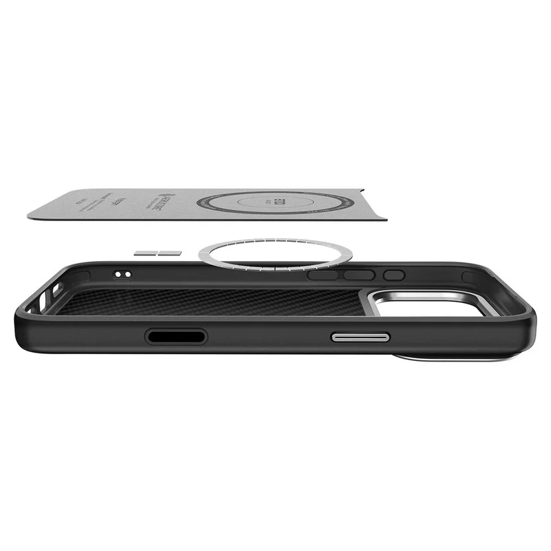 SPIGEN Enzo Aramid Camera Control Button MagSafe Case for iPhone 18 Pro/17 Pro (Black Silver)