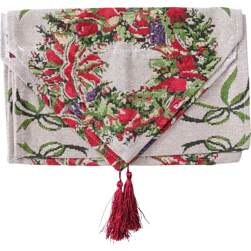LVD 2PK 34x180cm Polyester Wreath Christmas Table Runner Home/Kitchenware Decor